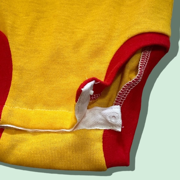 Set of Two Vintage Like New Short Sleeve One Pieces Yellow Orange Red Green - Picture 5 of 8